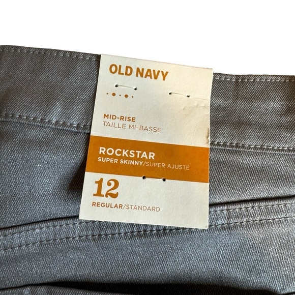 NWT Old Navy Rockstar Super Skinny mid rise silver gray shimmer jeans women’s 12 - Picture 6 of 11